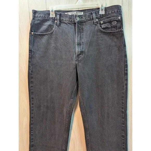 Harley Davidson Black Denim Jeans Mens Sz 38X32 Relaxed Fit 100% Cotton - Picture 2 of 10